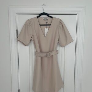Molly Bracken Cream Mini Dress with Belt